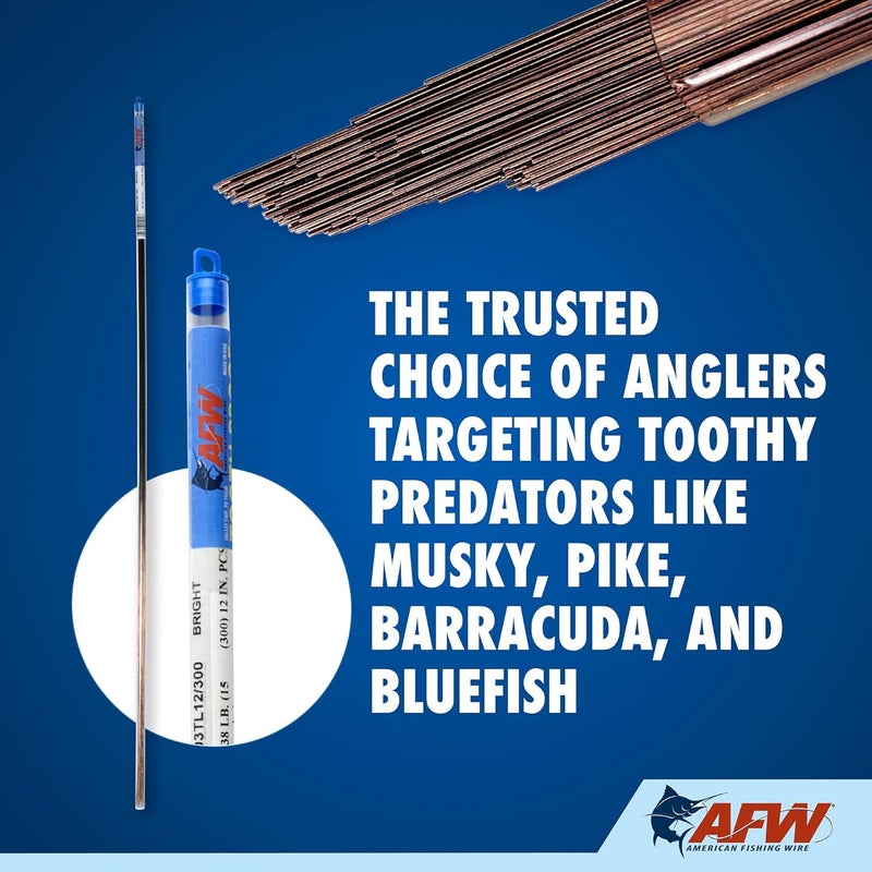 AFW Tooth Proof Stainless Steel Wire Straight Lengths, Camo Finish, 38–69 lb Test, 12" & 36", Leader Wire for Haywire Twist, 100–300 pcs - Image 2